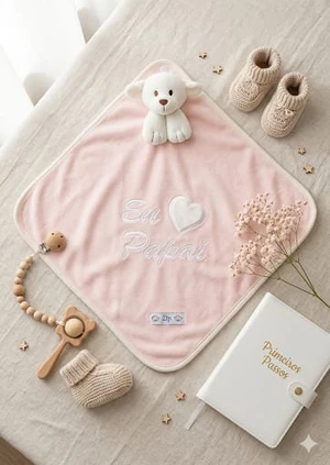 NANINHA ZIP BLANKET CETIM EU AMO PAPAI ROSA