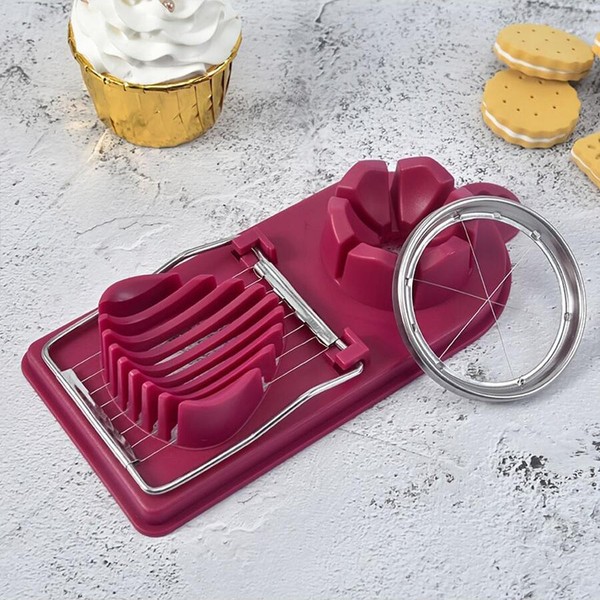 Cortador de ovo multifuncional com base pp, 2 em 1, fio de aço inoxidável, cortador de ovo para pendurar ferramentas acessórias de cozinha de alta qualidade