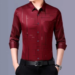 Camisa Masculina Dom em Seda Gelo e Poliéster Manga Larga