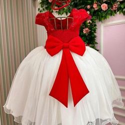 Vestido Glamour - Bordado Aplicações de Borboletas - Vermelho 