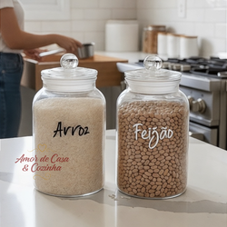 KIT 2 POTES DE VIDRO HERMÉTICO ARENA 1,5L PERSONALIZADO