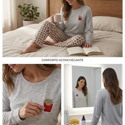 PIJAMA MANGA LONGA ADULTO BATATA FRITA 76219 PINGO LELE