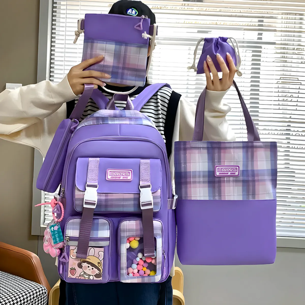 Kit Mochila Completa 5 Peças Feminina Moderna