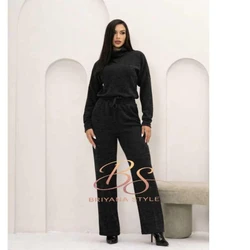 Conjunto Inverno Feminino elegante Tecido Malha Rib Quente