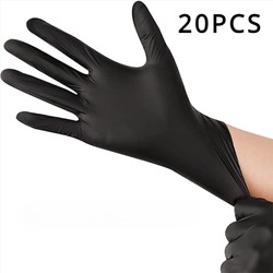 100/50/20 pçs luvas de nitrilo preto engrossado luvas descartáveis para limpeza cabeleireiro à prova dwaterproof água lavar louça tatuagem luvas