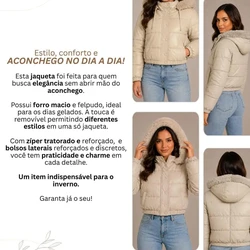 Jaqueta Puffer Feminina De Couro Forrada com Pelinho
