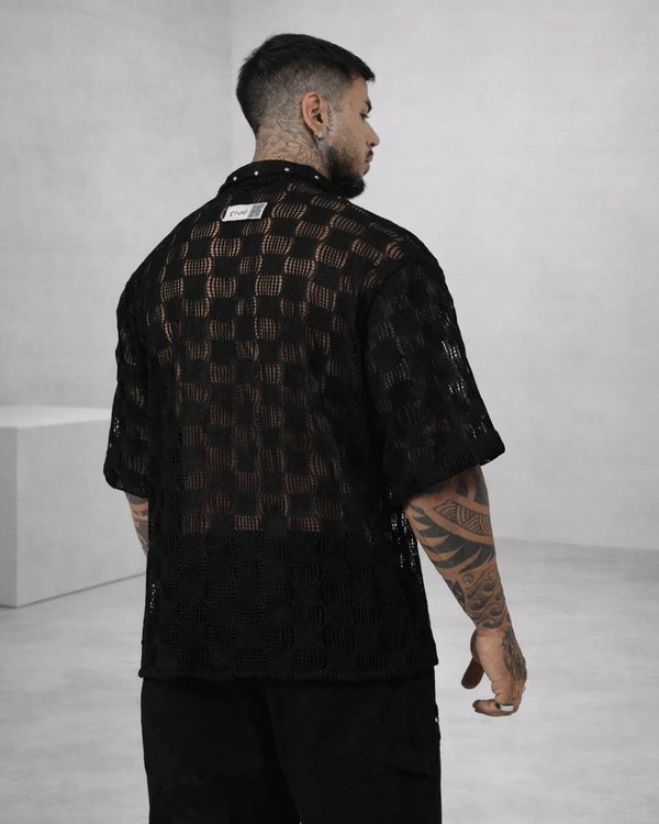 Camisa malha crochet miami Black