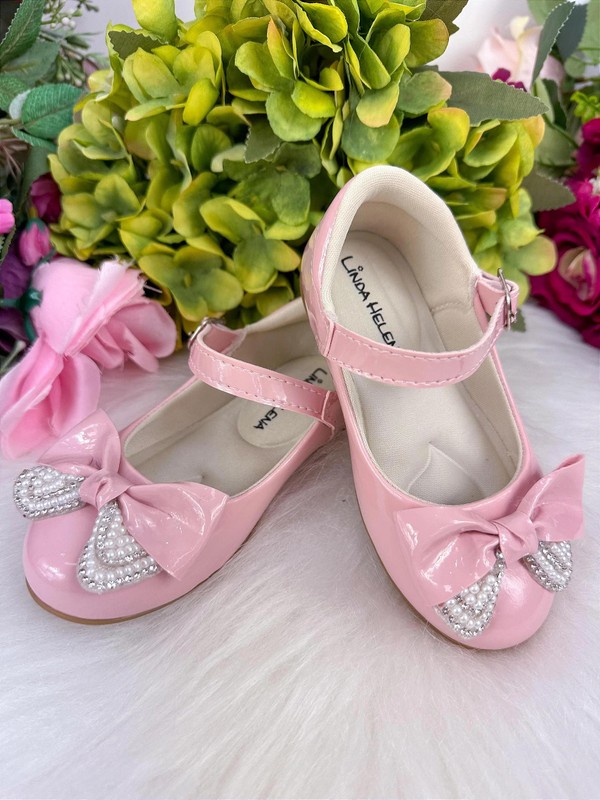 Sapatilha Flor Di Mila - Rosa Bebê Laço Perolado 