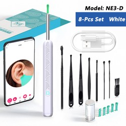 Limpador visual de cera de ouvido com câmera, endoscópio seguro para remoção de cera de ouvido com câmera de 5m, otoscópio luminoso, ferramentas de limpeza de ouvido, cuidados com os ouvidos
