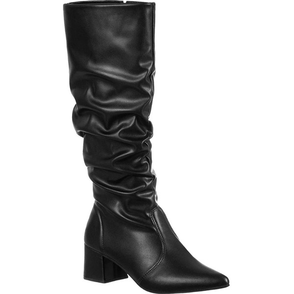 Bota Feminina Cano Longo Enrugado Elegante Clássica Casual