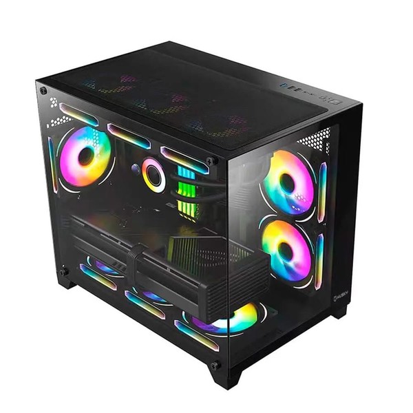 Gabinete Gamer Fortrek Clarity Frontal e Lateral em Vidro Micro ATX Preto