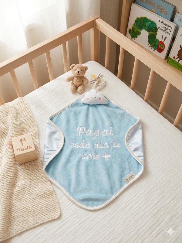 NANINHA ZIP BLANKET CETIM PAPAI CADA DIA TE AMO MAIS AZUL