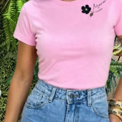 TSHIRT MARANATA FLOR PÉROLA - ROSA BEBÊ