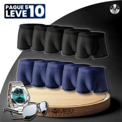 [Pague 5, Leve 10] Kit de Cuecas Brave BOX de Fibra de Bambu 