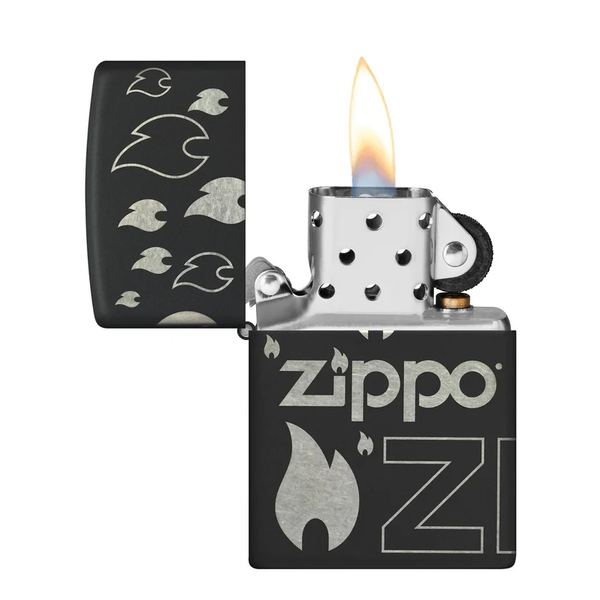 Isqueiro Zippo Black Matte Flame Z Design
