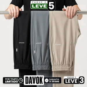 [Leve 3, Pague Só 2] Calça Keldor Masculina em Tecido Ice Silk e Elastano de Alta Fluidez com Cós Elástico Ajustável