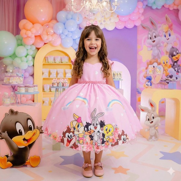 Vestido Temático - Baby Looney Tunes 