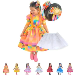 Vestido Festa Junina Xadrez  + Saia de Armação + 2 Laços