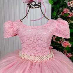Vestido Luxuoso Longo Rendando - Rosa Claro