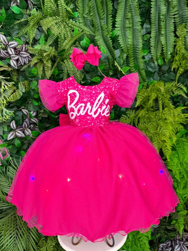 Vestido Fantasia - Barbie Pink Com Led