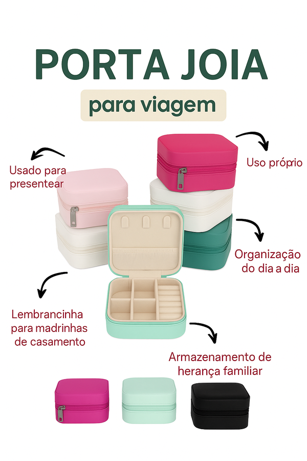 Mini Porta-Jóias em Couro Sintético Salmão