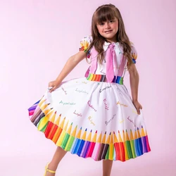 Vestido Temático - Aquarela Abc - Branco 