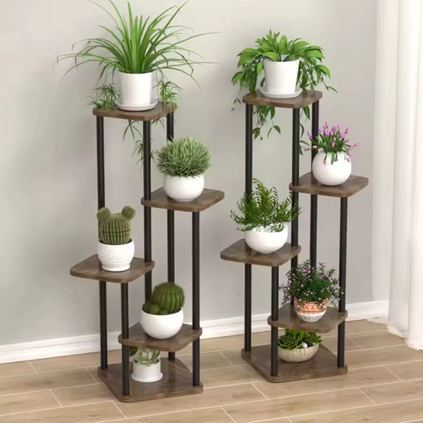 Suporte para Plantas em Madeira e Metal – 4, 5 ou 6 Níveis Moderno e Decorativo