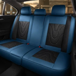 Kit Completo de Capas para Banco de Carro Aureon em Couro Legítimo Universal 5 Lugares Com Airbag + Tapetes e Capa de Volante