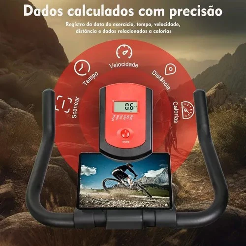 Bicicleta Spinning Ergométrica Para Exercícios Com Monitor Profissional Sport Suporta até 120kg