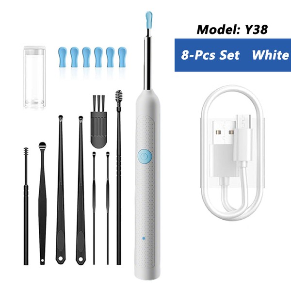 Limpador visual de cera de ouvido com câmera, endoscópio seguro para remoção de cera de ouvido com câmera de 5m, otoscópio luminoso, ferramentas de limpeza de ouvido, cuidados com os ouvidos