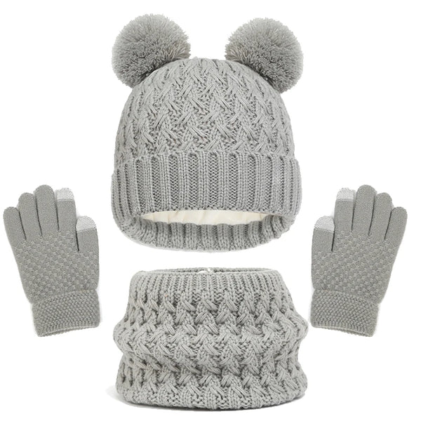 Kit Touca Luvas Cachecol  de Inverno Infantil