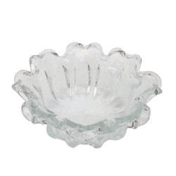 Vaso De Murano Cristal Transparente Com Orquídeas