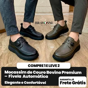 [COMPRE 1 E LEVE 2] – Mocassim de Couro Bovino Premium – Fivela Automática – Elegante e Confortável