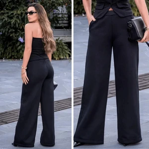 Calça Feminina Moletom Peluciado Wide Leg Vynara