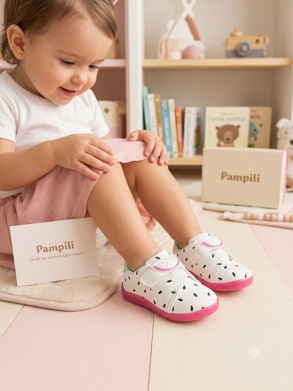 TENIS PAMPILI POM POM BRANCO/PRETO 108178 
