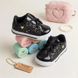 TENIS INFANTIL PAMPILI MINI BLOG PRETO - 476004-473006 (AVARIA)