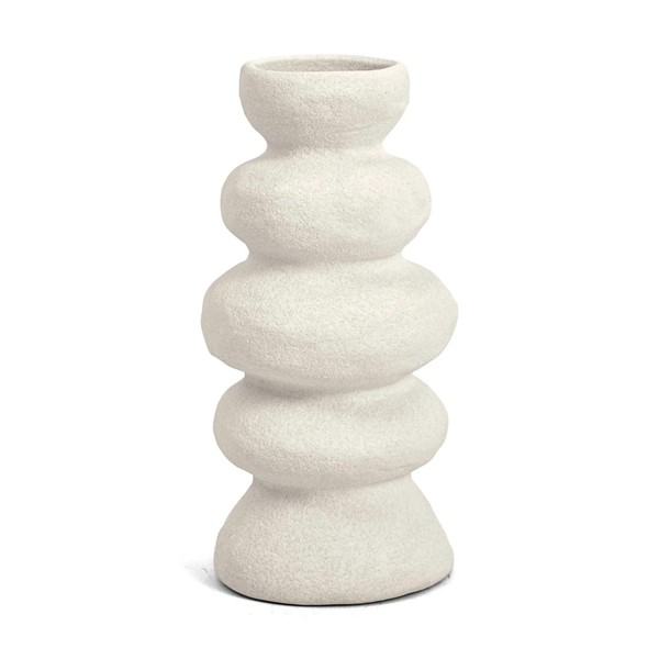 Vaso Decorativo Ondulado em Cerâmica Branco 20cm