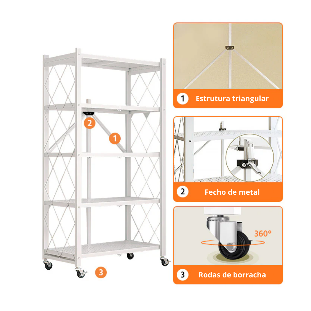 Estante Dobrável 5 Andares Kizzar – Praticidade e Organização Instantânea — foto 4