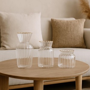 Mini Vaso com Borda Dourada G 15cm