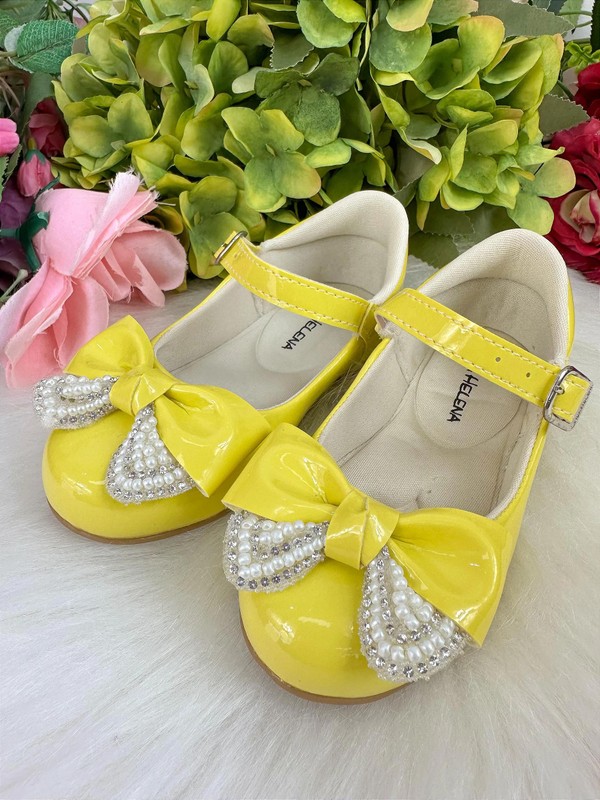 Sapatilha Flor Di MIla -  Amarelo Laço com Glitter
