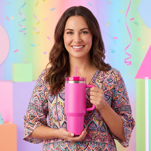 Copo Térmico Grande 1200 Ml Canudo Parede Dupla - LILÁS