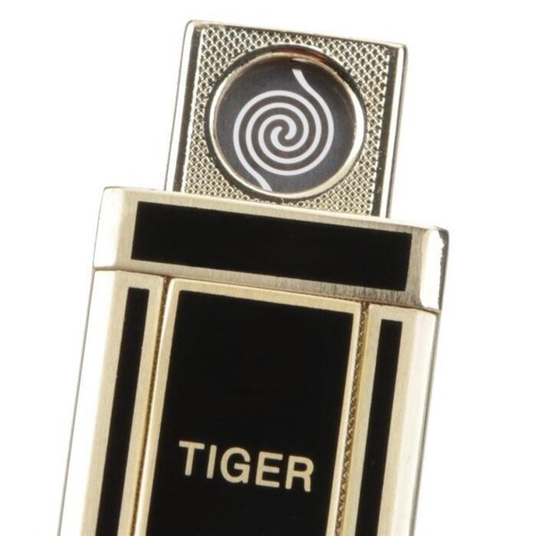 Isqueiro Eletrônico Tiger Slide Slim - Preto/Dourado