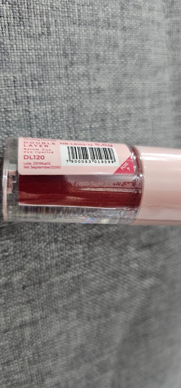Batom e gloss Duo Double Layer Ruby Rose - COR DL120