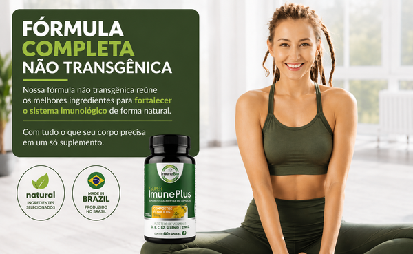 Suplemento Super Imune Plus 490 mg - 10 mg de Própolis + Vitaminas e Minerais Essenciais Premium - 60 Cáps.