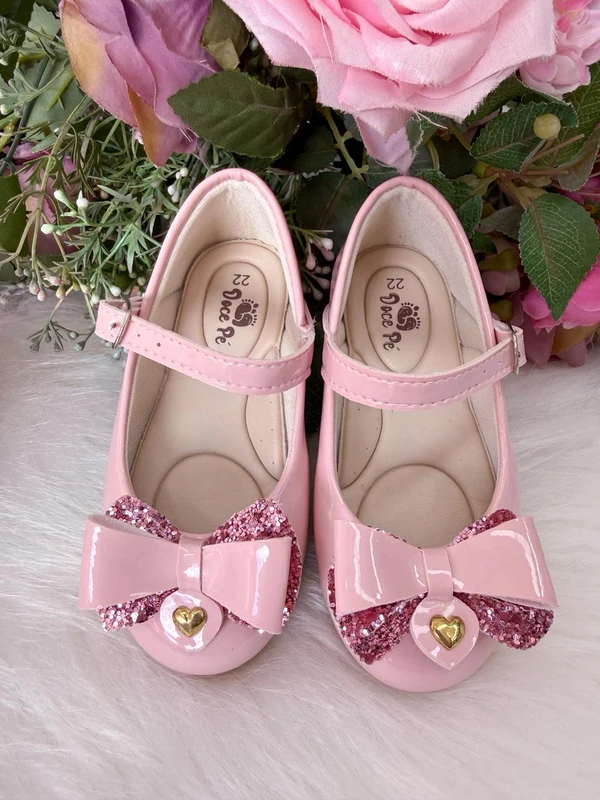 Sapatilha Doce Pé - Rosa Claro Laço com Glitter