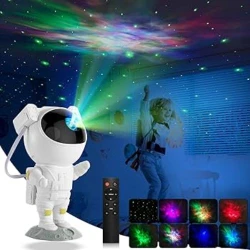 Projetor Astronauta Galáxia com Luz Estrelada e Controle Remoto
