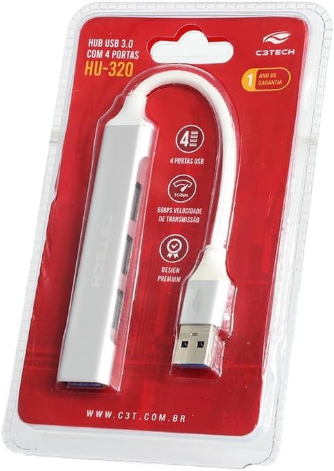 Hub C3Tech USB 1 Porta 3.0 2 Portas 2.0 - HU-320SI