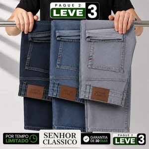 [Leve 3, Pague Só 2] Kit com 3 Calças Masculinas Alveric Jeans com Tecnologia Térmico e Tecido de Algodão Egípcio + BRINDES: Cinto, Carteira e Relógio