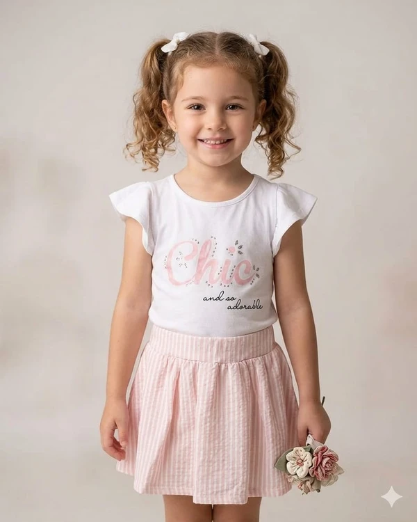 6844 CONJUNTO CHIC BLUSA E SAIA COM SHORT TIME KIDS 