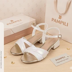 SANDÁLIA INFANTIL FANCY COM SALTO TIRAS EM GLITTER STRASS PEROLADA BRANCA PAMPILI - 526021